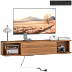 Seinale paigaldatav televiisikapp kuni 50-tollisele televiisorile, pistikupesade, USB ja Type C portide, sahtli ja riiulitega, 120x24x22,4 cm, p&auml;hklipuu 120 x 24 x 22.4 cm