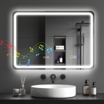 Vannitoa peegel Bluetoothiga ja LED-valgustusega 50 x 70 cm, valgustatud seinapeegel kellaga, uduvastane, h&otilde;bedane 50 x 3.5 x 70 cm