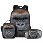 Gorilla Mustriga Kolmeosaline Seljakotikomplekt Poistele Ja T&uuml;drukutele Parimad Kingitused 2D Joonisfilm Koolikott Lastele