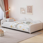 Lastevoodi Polsterdatud voodi 90*200cm, Diivanvoodi Voodiraam Karvane kang Multifunktsionaalne pehme voodi seljatoe ja k&auml;etugedega Noortevoodi K&uuml;lalisevoodi Valge 214.5 x 95 x 42 cm valge