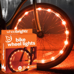 Brightz WheelBrightz 2-pakiline LED-jalgratta rattavalgusti - 2026. aasta v&auml;ljaanne paremate rihmade ja ilmastikukindla LED-kaitsega! 14 v&auml;rvi - V&otilde;rreldamatu vastupidavus, 2 Wheel Lights oranž