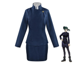 Jujutsu Kaisen Maki Zenin Cosplay Kost&uuml;&uuml;m Maki Zenin Prillid Parukas Top Seelikud T&auml;iskomplekt Maki Halloweeni Peo &Uuml;likond Naistele Meestele S blue