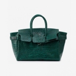 Vintage Krokodillitekstuuriga Suur T&otilde;mblukuga K&auml;e- ja &Otilde;lakott Naistele Ruumikas Forest Green gray