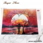 HUACANi teemanttikandid maastik iseteemantmaaling p&auml;ikeseloojangu isetegemine t&auml;is&uuml;mmargune mosaiik 20*30 cm