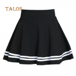 Naiste &uuml;hev&auml;rviline k&otilde;rge v&ouml;&ouml;koha triibuline plisseeritud joon miniseelik L