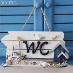 Puidust atraktiivne Vahemere stiilis WC-silt ukseplaat Avaleht Meremustriline pubibaar kohvik seinakaunistus