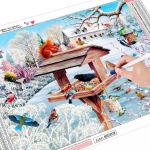 Huacani DIY 5D teemantmosaiik t&auml;isekraan talvine lumestseen Pildid kividest Teemanttikandid Multikad loomad Full Round 20*30 cm