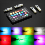 Auto signaaltuled T10 w5w Led pirn 12V Auto sisevalgusti w5w T10 Led lambid Auto kliirensi pirnid RGB kaugjuhtimispuldiga 12V 4 bulbs 1 remote