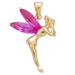 Les Tr&eacute;sors De Lily [D0458] - kullatud ripats  Tinker Bell  roosa fuschia kuld - 20x27 mm Heleroosa