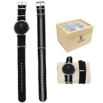 Les Tr&eacute;sors De Lily [Q4416] - Coffret montre 'Cameleon' gris noir argent&eacute; (2 bracelets)