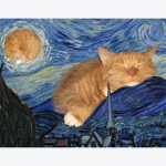 Starry Night Van Gogh Art Cat t&auml;ispuur Teemantmaal Tikand t&auml;is&uuml;mmargune looma ristpistes 20X30CM