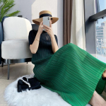 Plisseeritud naiste kleit suvine avar, suures suuruses tr&uuml;kiga gradientv&auml;rviga l&uuml;hikeste varrukatega keskmise pikkusega seelik naiste kleit One size