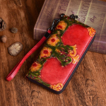 Johnature esimese kihi lehmanahast luksuslik naiste k&auml;sirahakott Retro reljeefne suur siduriga rahakott kaardihoidja telefonikott