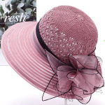 M&uuml;ts Laia &auml;&auml;rega organza lilledega rannam&uuml;tsid naistele Elegantne isikup&auml;ra kevad-suvine p&auml;ikesek&uuml;bar one size fuksia