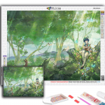 Teemanttikandid Genshin Liyue M&auml;ng Maastiku 5D DIY Teemantmaaling Ristpistes Rhinestone Full Round 20X30CM