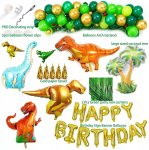 113 TK Dinosauruste s&uuml;nnip&auml;evapeokaunistus &Otilde;hupallid Kaar Garlandi komplekt Palju &otilde;nne s&uuml;nnip&auml;evaks &Otilde;hupallid fooliumiga kardinad dinoteemaline peoleoos 113PCS