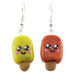Les Tr&eacute;sors De Lily [R2769] - K&auml;sitsi valmistatud sidruni-apelsini k&otilde;rvar&otilde;ngad  Ice Cream Sticks  - 23x12 mm kollane