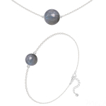 Les Tr&eacute;sors De Lily [R5981] - K&auml;sit&ouml;&ouml;na valmistatud h&otilde;bedane komplekt  Mineralia  h&otilde;bedane labradoriit - 10 ja 8 mm (kaelakee & k&auml;ev&otilde;ru) hall