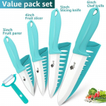 Keraamiline nugade komplekt 3 4 5 6 tolline k&ouml;&ouml;ginugade komplekt puu-k&ouml;&ouml;giviljade viilutamiseks tsirkooniumi valge teraga kokanoad 3456inch peeler sinine