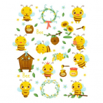 2 tk Suurep&auml;rased seinakleebised isekleepuvad veekindlad atraktiivsed v&auml;rvilised armsad multifilmid mesilaste putukate seinakleebised magamistuppa kollane