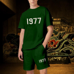 Suvised meeste komplektid, 2-osaline spordir&otilde;ivaste komplekt L&uuml;hikeste varrukatega t&auml;navar&otilde;ivaste T-s&auml;rgi komplekt Spordidress Essentials 1977 Print Jooksu&uuml;likond XXXL