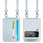 Paelad Crossbody nahk&uuml;mbris Samsung Galaxy Z Flip 3 4 Flip1 2 5g p&otilde;rutuskindel kaardipesa kriimustusvastane kaitsev telefoni kate For Galaxy Z Flip 2 lilla