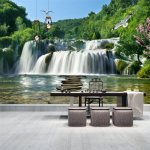 Waterfall Forest Wall Home Decor Diivan TV S&ouml;&ouml;gilaua Tausta Seinamaaling 200 cm(W) x 140 cm(H)
