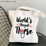 Naiste ostukott World Nurse Printed Kawaii kott Harajuku ostul&otilde;uend Ostekott T&uuml;drukute k&auml;ekott Tote &otilde;lakott 24*26cm