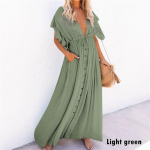 Naine Boheemlane Boho mood Elegantne Seksikad V-kaelusega bikiinid, pikad valged tuunika, vabaaja suvine rannakleit Elegantne One Size heleroheline v&auml;rv