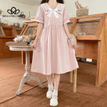 Stiilne kleit kolledži stiilis topelt merev&auml;rvi kraega daamikleit naisele vabaaja armas peokleit S roosa