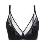 Seksikas pitsist rinnahoidja Deep V rinnahoidja Triangle Cup rinnahoidjad naistele &otilde;mblusteta plunge bralette prantsuse stiilis aluspesu naiste intiimpesu 34B must