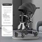 K&otilde;rge vaatega kerge kahesuunaline nelja rattaga k&auml;ru k&auml;ru, mis saab istuda v&otilde;i lamada, beebik&auml;ru beebimugavusega must