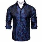 Dibangu Silk meeste s&auml;rgid pikkade varrukatega Slim Fit s&auml;rk Meestele Lilla Paisley pluus &Uuml;ler&otilde;ivad L tumesinine v&auml;rv