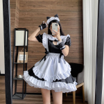 lolita Valge ja must neiu kleit armas naiste kawaii kleit Rollim&auml;ngu kost&uuml;&uuml;m Halloweeni peo cosplay pikkade varrukatega r&otilde;ivad S must