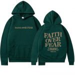Faith Over Fear Christian Hoodie Christian dressipluus Jeesus Trendikas kapuuts Piiblisalmi s&auml;rk Unisex Esteetilised r&otilde;ivad M roheline