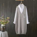 Retro stiilis kootud vest naiste s&uuml;gis-talvine Korea mitmek&uuml;lgne vabaaja vest keskmise pikkusega varrukateta kampsun vest naiste One Size