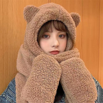 Armsad karu k&otilde;rvak&uuml;barad salli kindad talvekomplektid naistele uudsed m&uuml;tsid soojad vabaaja pl&uuml;&uuml;sist m&uuml;tsid vabaaja soliidsed fliisist t&uuml;drukud Kawaii aksessuaarid kohv