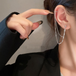 925 Sterling h&otilde;bedane tutiga pika ketiga klambriga k&otilde;rvar&otilde;ngas naistele t&uuml;drukule Paty Punk Ear Cuff Ehted Brincos Eh1270