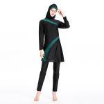 Naiste suure elastsusega ujumistrikoo moslemite rannaujumisriided Burkini t&auml;iskattega islami rannariided 6XL must/roheline