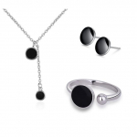 925 h&otilde;bedane lihtne epoksiid, must &uuml;mmargune vahvliga kaelakee + k&otilde;rvar&otilde;ngad + s&otilde;rmus naistele ehtekomplektid Korea ehted