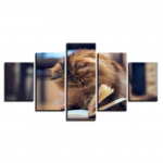 5 t&uuml;kki loomakassid loevad raamaturaamistikku Modulaarne seinakunst L&otilde;uendimaal Pildiplakat Sisustus Elutoa maastik prindib raamita 20x35cm*2 20x45cm*2 20x55cm*1