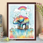 5D DIY Teemantmaal V&auml;rviline Elevandimaal Ristpistes Komplekt Mosaiik Teemanttikandid Roos T&auml;is&uuml;mmargune/ruudukujuline puur Kodukaunistus Round 30x40cm