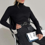 S&uuml;gistalvise kootud kilpkonnaga kampsunid naiste vabaaja pikkade varrukatega kootud &uuml;laosaga džemprid, lihtne pullover kampsun 29689 One Size must