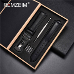 18mm 20mm 22mm 24mm ehtsast nahast kellarihm, must pruun pehmest vasikanahast kellarihm, karbiga automaatne liblikas 22mm