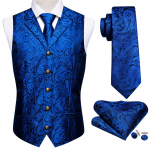 Barry.Wang Meeste vest Vest Lips Hanr&auml;tt Mansetin&ouml;&ouml;bid Tumepunane Paisley krae Vask Pandla Jacquard kootud siidist pulma tutvumispeo komplekt S