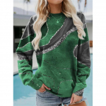 Naiste mood marmorist joontega 3D pullover s&uuml;gistalvine geomeetriaga tr&uuml;kitud pikkade varrukatega &uuml;markaelusega kampsun S