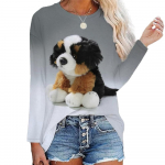 Kawaii Dog naiste T-s&auml;rk 3D Prindiga vabaaja pikkade varrukatega T-s&auml;rgid Suurem&otilde;&otilde;tmelised Harajuku riided Pluus Naiste avarad topid L