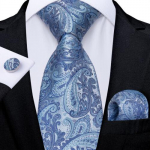 Meeste siidist lipsud Sinised, punased, mustad kuldsed, tahked Paisley triibulised lipsud, pulmade komplekt N-7493