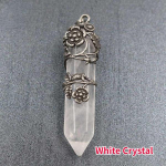 Moodne naturaalsest kristallist kuusnurkne sammas vintage sulamist roosiripats Amet&uuml;stist kristallist kaelakee Clear Crystal