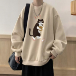 S&uuml;gisene meeste avar kapuuts, kevadine &uuml;lisuur pullover Crew kaela must dressipluus kassiga prinditud top M valge